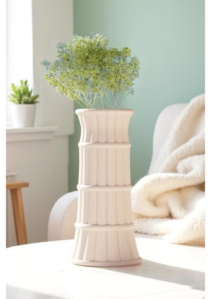 Dekoratif Plastik Bambu Desenli Vazo - 19 cm