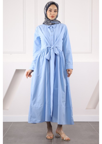 Bebe Mavi Bel Kuşaklı Elbise