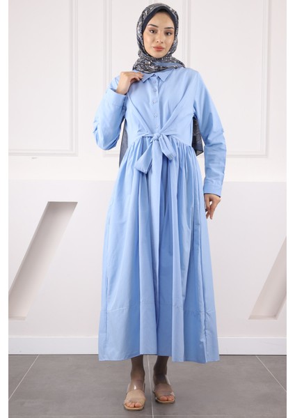 Bebe Mavi Bel Kuşaklı Elbise fiyatları