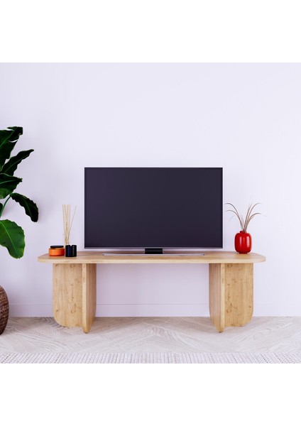 B0030 Beca Tv Ünitesi 100 cm Meşe Tv Sehpası, Televizyon Ünitesi Minimalist Modern 45 Inç Tv Ünitesi