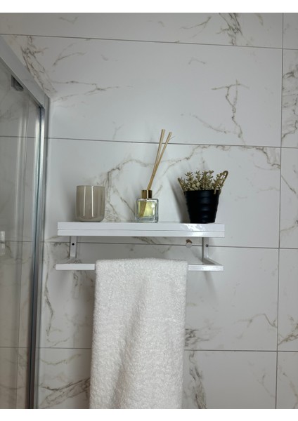 Fulya Banyo Ahşap Raflı Beyaz Metal Havlu, Şal Askılık fiyatları