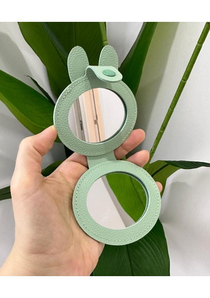 Boncuklu Mini Cep Çanta Aynası Tavşan Yeşil fiyatları