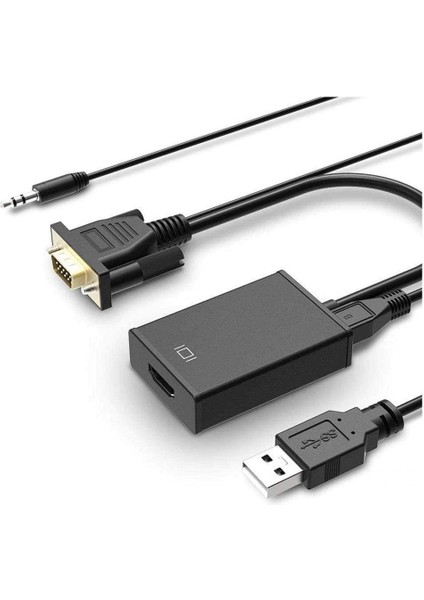 Full Hd VGA - HDMI Uyumlu Dönüştürücü Adaptör Kablosu 1080P Ses Çıkışı ile Pc Dizüstü Bilgisayar Için VGA Hd Adaptörü - HDMI Projektör fiyatları
