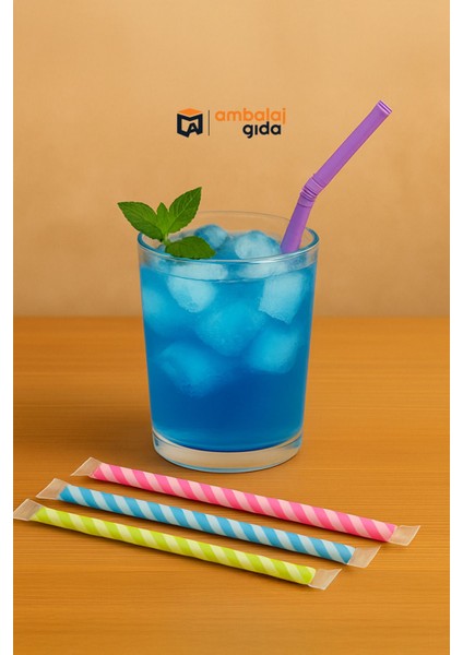 Jelatinli Körüklü Frozen Pipet 24 cm Buzlu Latte Cola Ice Tea Moca Soğuk Kahve Milkshake - 100 Adet fiyatları