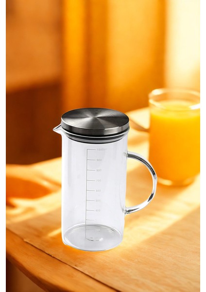 Classy Cam Ölçülü Çelik Kapaklı Sürahi 1000 ml