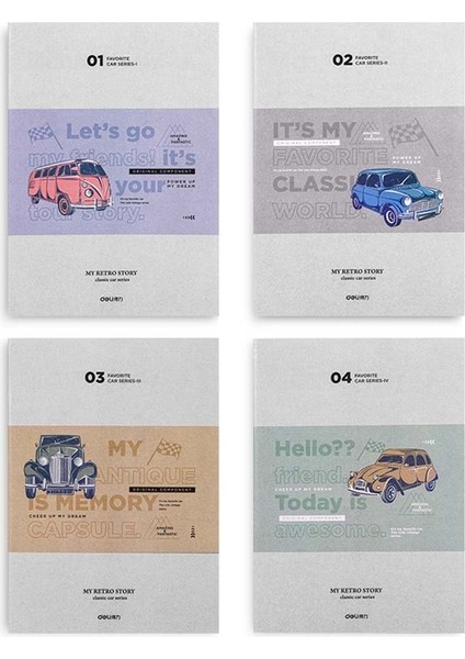 Retro Araba Sewing Notebook B5 Çizgili 40YP. FB540