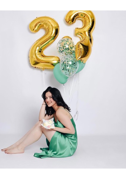 2 Rakam Gold Folyo Balon Altın Renk 80 cm Doğum Günü ve Parti Balonu