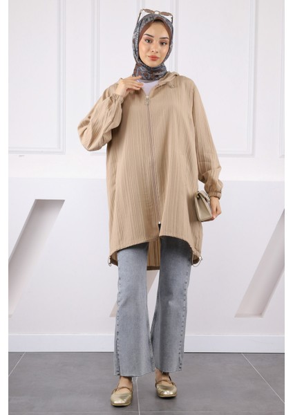 Vizon Kapüşonlu Fermuarlı Kap