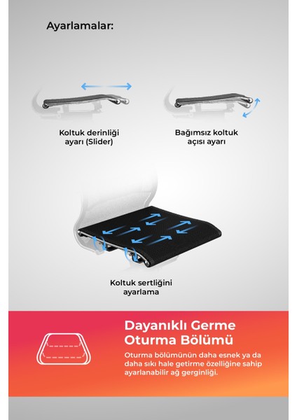 Samurai Ergonomik Deri Ofis Koltuğu / Çalışma Sandalyesi - F.2.1.49 - Gri