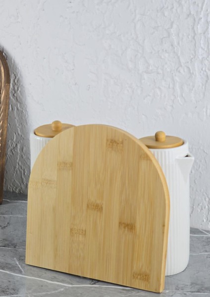 Mitra Porselen Yağlık Seti - Bambu Stantlı Yağdanlık Takımı - 2X600 ml fırsatları