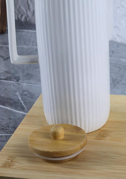 Mitra Porselen Yağlık Seti - Bambu Stantlı Yağdanlık Takımı - 2X600 ml indirimleri