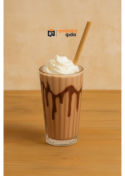 Kağıt Pipet 8 MMX240 mm Kraft - 100 Adet Ice Moca Soğuk Kahve Çikolatalı Çilekli Milkshake Limonata