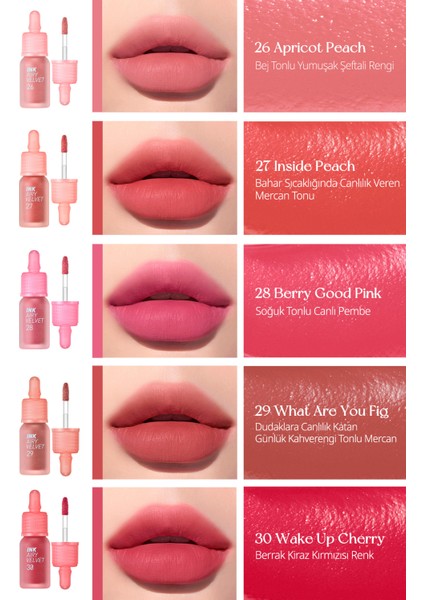 Uzun Süre Kalıcı ve Hafif Formüllü, Kadife Bitişli Tint PERIPERA Ink Airy Velvet (26 Apricot Peach) modelleri