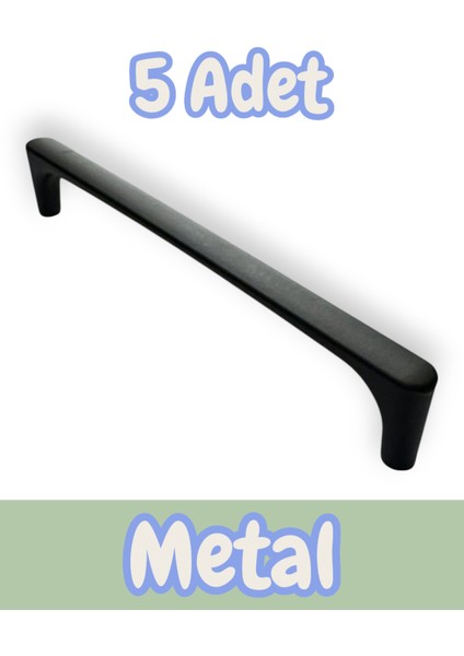 Saray Ağır Alüminyum Metal Lüks Modern Mobilya Çekmece Mutfak Dolabı Kulpu Siyah 160MM (5 Adet)