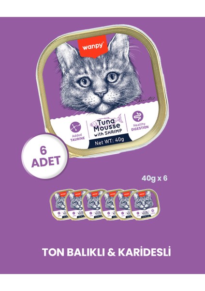 Kedi 40G 6'lı Ton Balıklı & Karidesli Alutray Yaş Mama