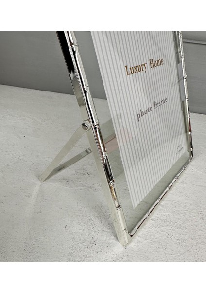 Bambu Desen Lüks Metal Çerçeve Gümüş 13X18 cm modelleri