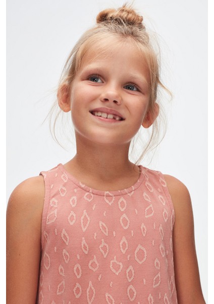 Somon Damla Desen Kız Çocuk Fırfırlı Çan Etekli Elbise modelleri