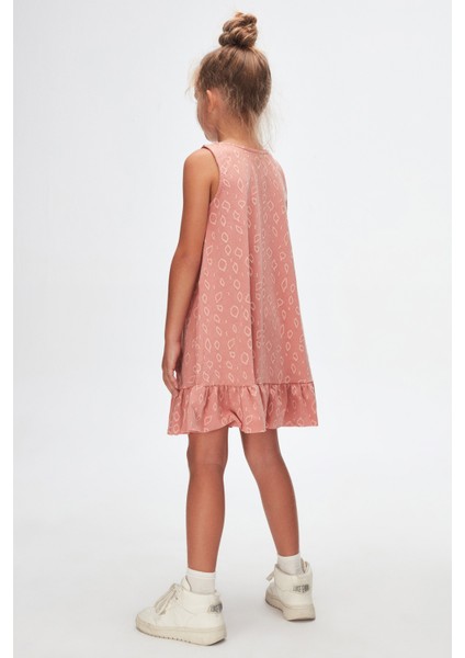 Somon Damla Desen Kız Çocuk Fırfırlı Çan Etekli Elbise fırsatları