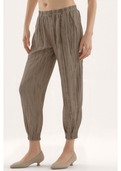 Kendinden Desenli Beli Lastikli Pileli Pantolon fırsatları
