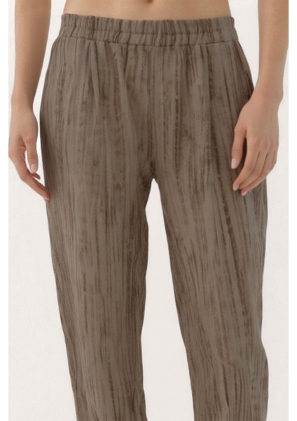 Kendinden Desenli Beli Lastikli Pileli Pantolon indirimleri