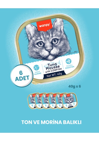 Kedi 40G 6'lı Ton & Morina Balıklı Alutray Yaş Mama