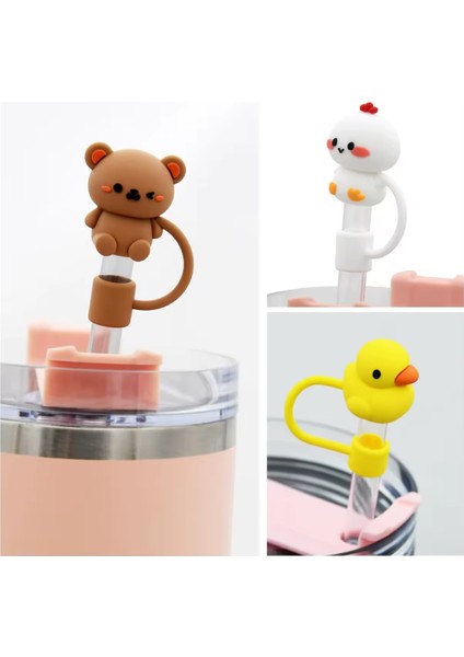 Quencher ve Pipetli Termos Uyumlu Silikon Pipet Tıpası Kapağı Stanleypipet Tıpası 2 Adet