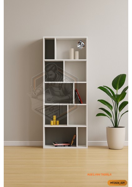 Tamamı Mdf 10 Bölmeli Boy Kitaplık Salon / Yatak Odası / Çalışma Odası / Ofis