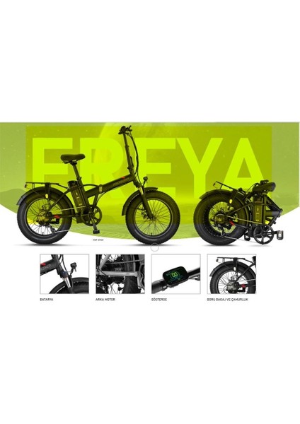 Freya Elektrikli Katlanır Bisiklet 420H Hyd 20 Jant 7 Vites Siyah