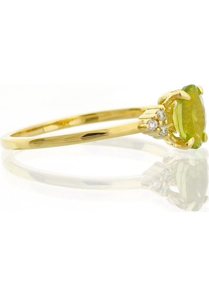 Peridot Oval Tektaş Pırlanta Yüzük modelleri