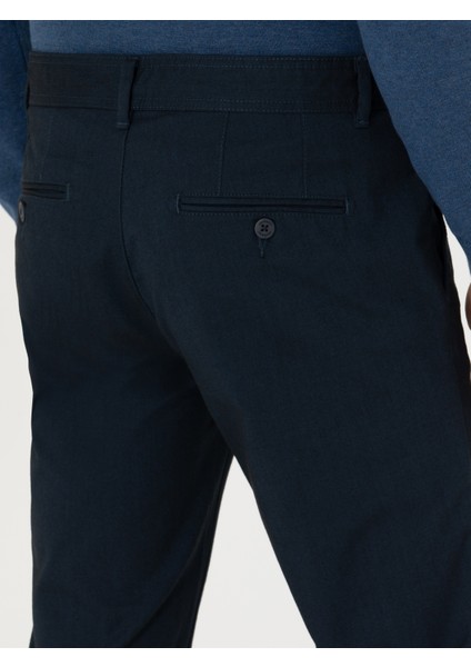 Erkek Lacivert Slim Fit Kanvas Pantolon 50277668-VR033