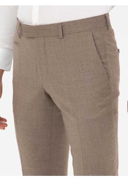 Erkek Camel Slim Fit Yün Karışımlı Kumaş Pantolon 50270151-VR015