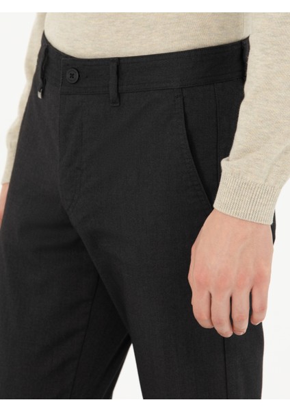 Erkek Siyah Slim Fit Kanvas Pantolon 50277668-VR046