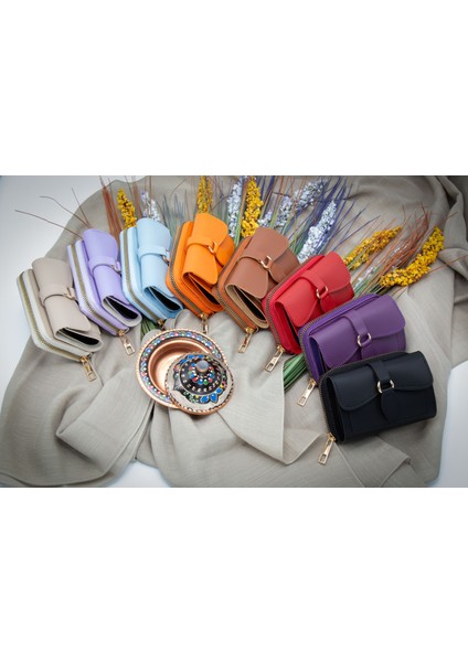 Defne Fermuarlı Akordiyon Kağıt ve Bozuk Para Bölmeli Kadın Cüzdan fırsatları