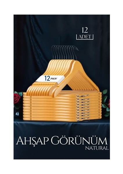 Natural Ahşap Görünüm 12 Li Askı Seti Schönbuch Design