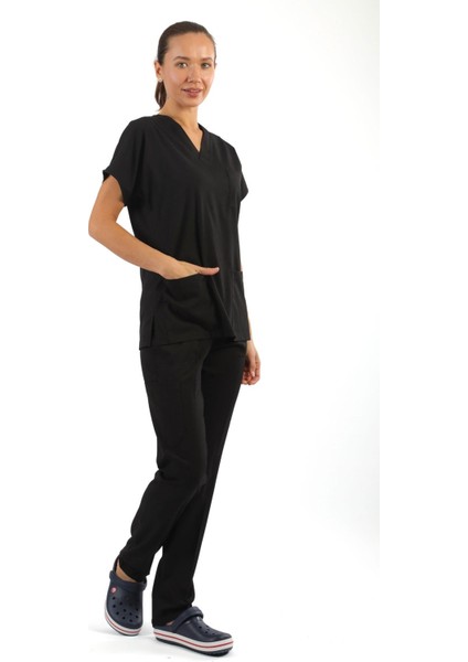 Scrub-Premium Likralı Bayan-Siyah