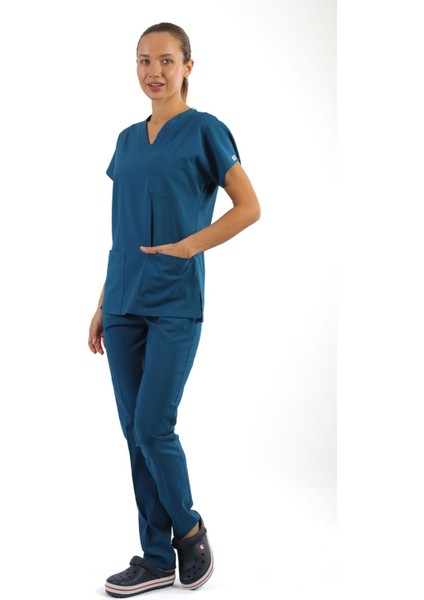 Scrub-Premium Likralı Bayan-Petrol Yeşili fiyatları