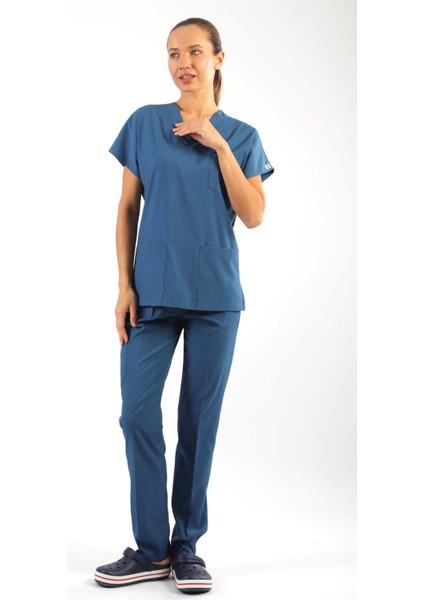 Scrub-Premium Likralı Bayan-Petrol Mavisi fiyatları