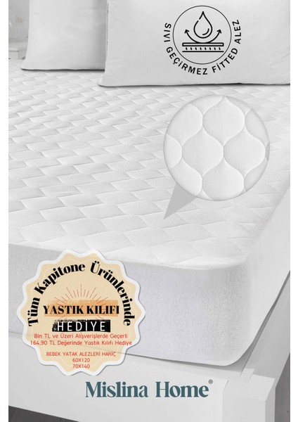 Kapitone Pamuklu Fitted Full Kenar Sıvı Su Geçirmez Bebek Çocuk Yatak Koruyucu Alezi 70X110 cm