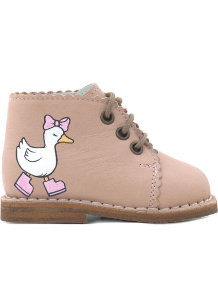 Tbons Özel Tasarım Handmade Hakiki Deri Pudra Kız Bebek Bot