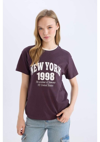 Kadın Kısa Kol T-Shirt D9602AX/PR38 D.purple