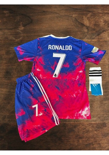 Reall-Madrid Cristiano Ronaldo Özel Tasarım Kırmızı Dalgalı Çocuk Forması fiyatları