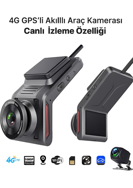4g Destekli Gps Araç Kamerası – Çift Lensli Full Hd ,canlı Yayın, Uzaktan Izleme, Wi-Fi Mobil Uyumlu