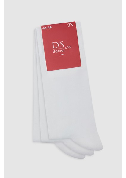 Ds Damat Beyaz 3'lü Çorap Set