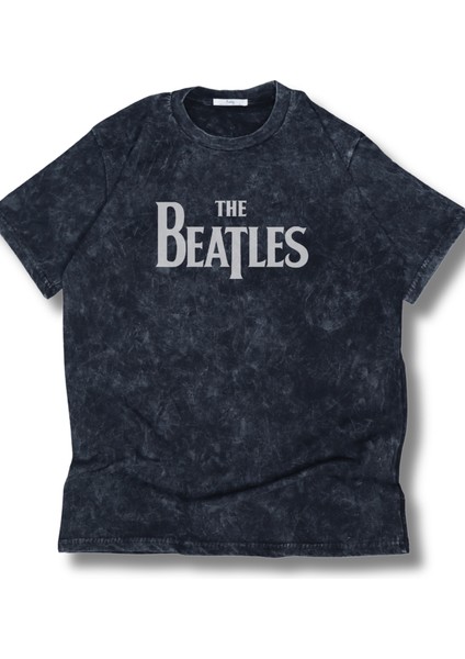 Unisex The Beatles Sırt Baskılı Yıkamalı Tişört, Oversize Rock-Metal Baskılı Eskitme T-Shirt fiyatları