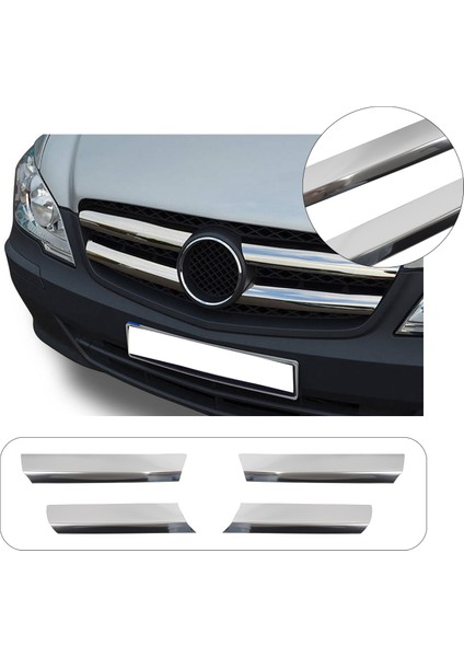 Mercedes Vito W639 Facelift Uyumlu 2010-2014 Krom Ön Panjur 4 Parça Paslanmaz Çelik