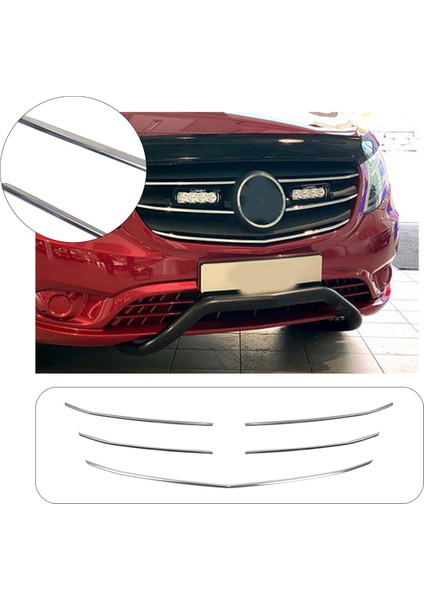 Mercedes Vito W447 Uyumlu 2014 Ve Üzeri Krom Ön Panjur 5 Parça Paslanmaz Çelik