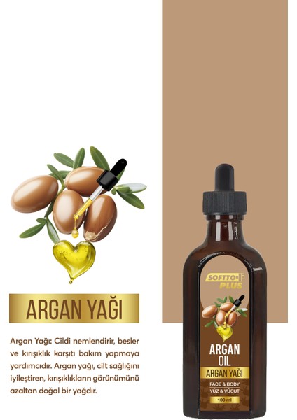 Argan Cilt Nemlendirme Etkili Yüz Ve Vücut Yağı 100 ml