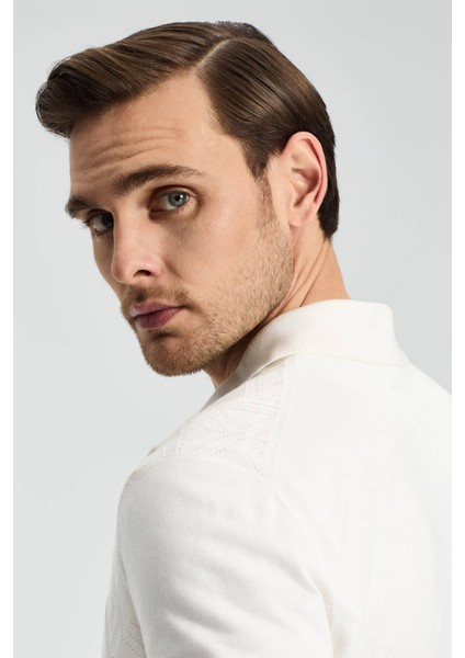 Ajur Örgü Detaylı Ipek Karışım Beyaz Triko Gömlek modelleri