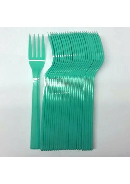 25'li Mint Yeşil Renkli Plastik Çatal Seti Tek Kullanımlık Çatal Parti & Piknik Malzemesi