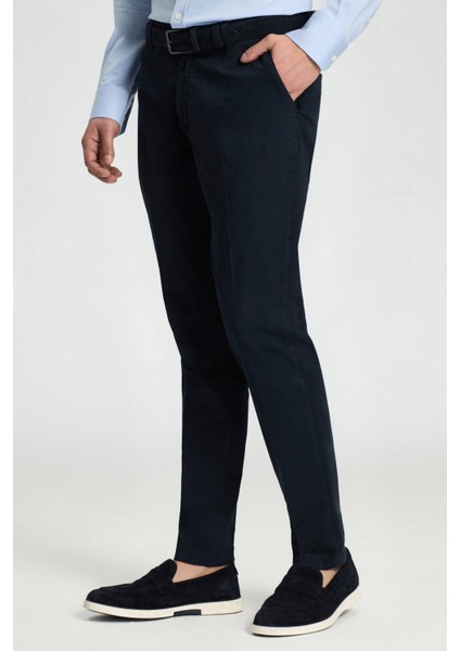 Lacivert Pamuk Karışım Yazlık Chino Pantolon